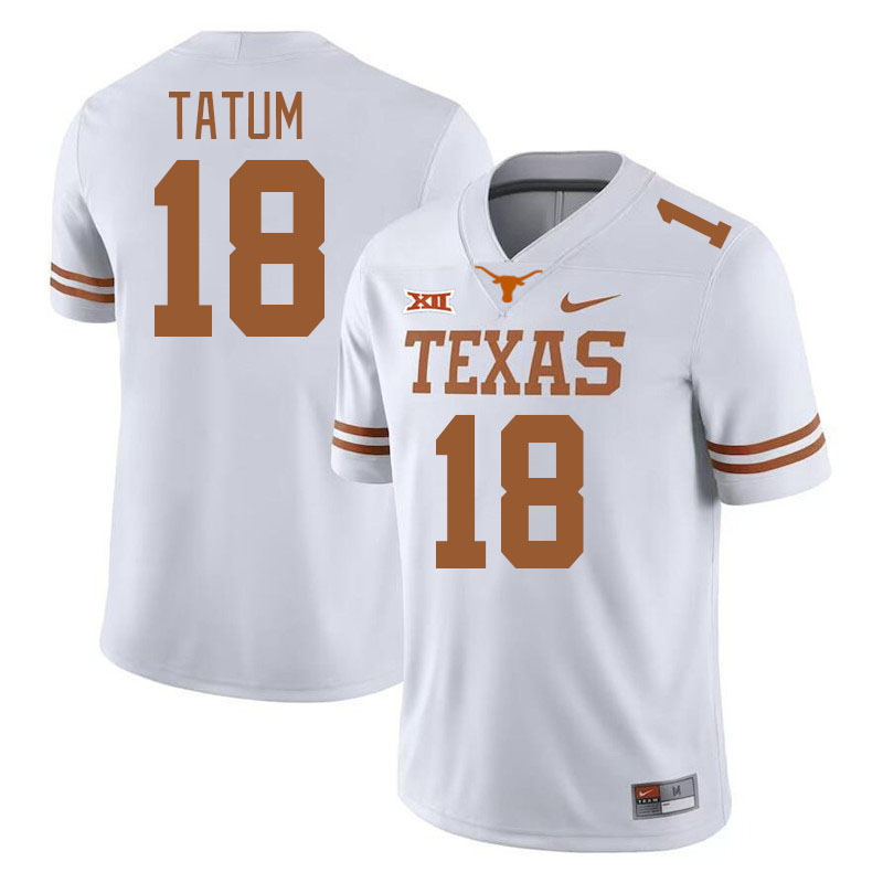 Men #18 Joe Tatum Texas Longhorns College Football Jerseys Stitched-White